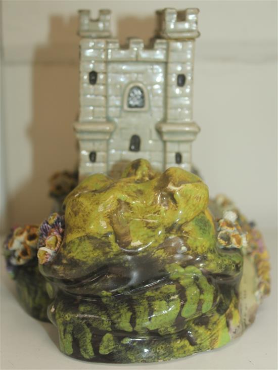 A rare Staffordshire pearlware model of a castle tower or hunting lodge, c.1820, 13.5cm